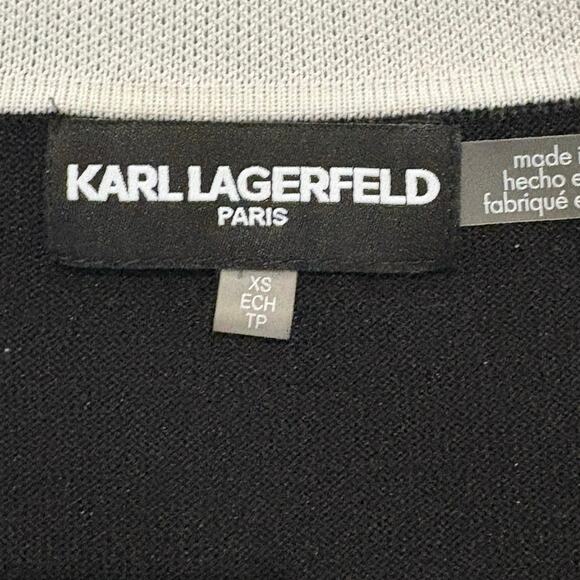 Karl Lagerfeld Paris Sleeveless Black White Logo Polo Sweater Top Size XS - Picture 5 of 5